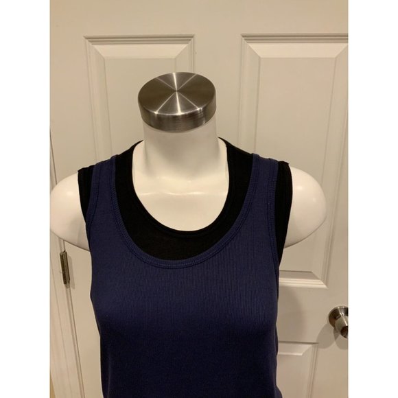 Proenza Schouler White Label Blue Ribbed Double Layer Tank Dress, Sz M NWT! $295 - Picture 2 of 6